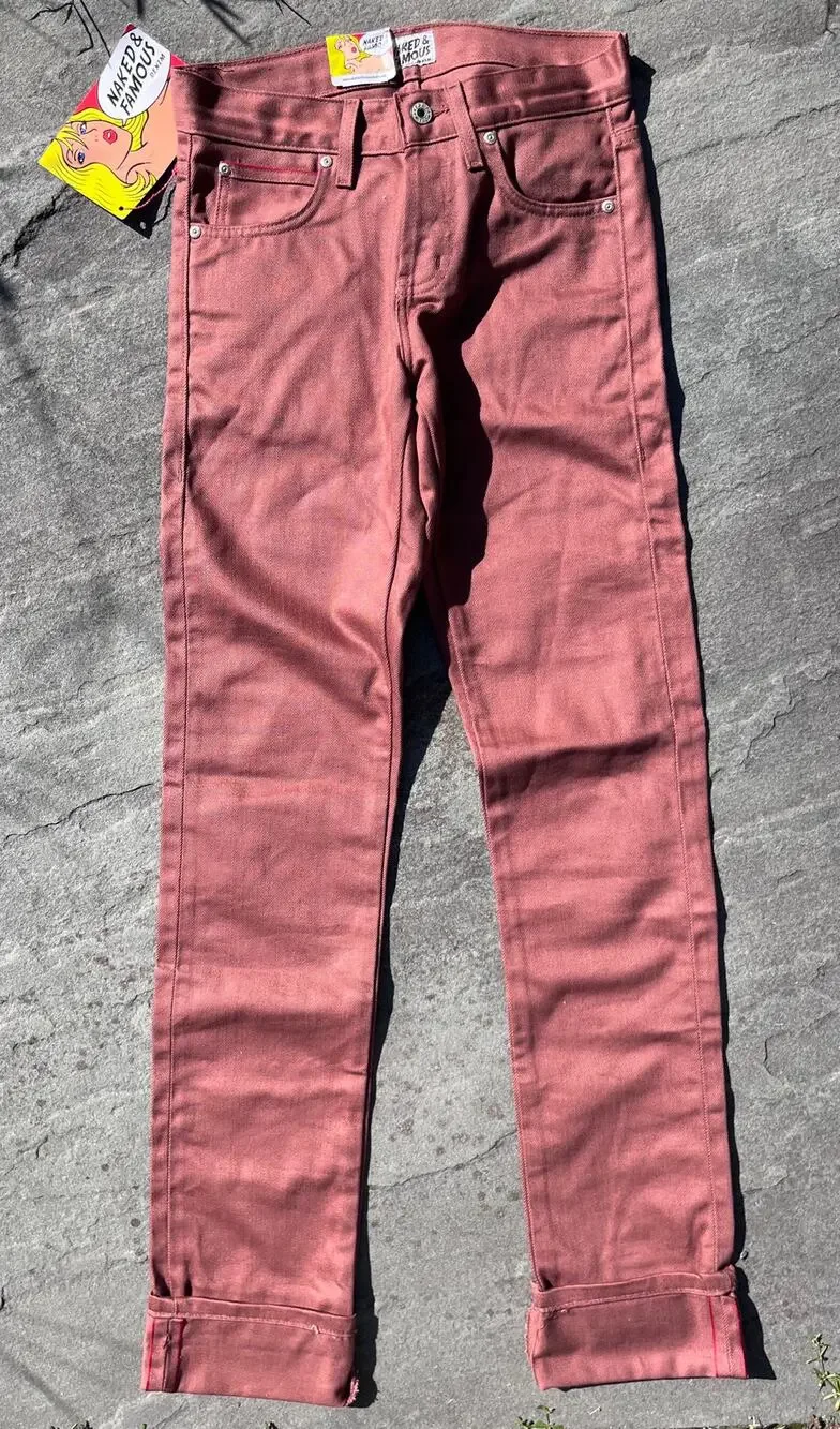 Naked & Famous Skinny Guy Rust Japanese Selvedge Chino Jeans Size 28x37 NWT